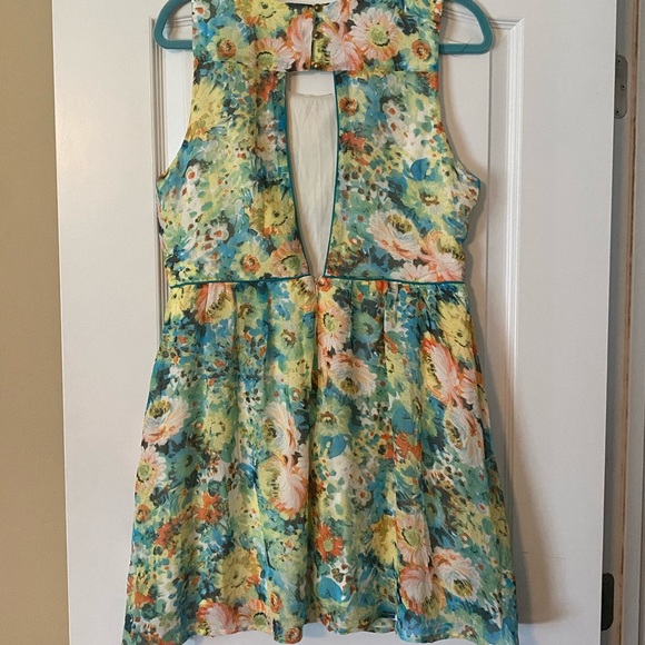 floral skater dress with keyhole back - Picture 5 of 7